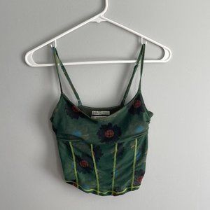 Urban Outfitters Green Floral Corset Top